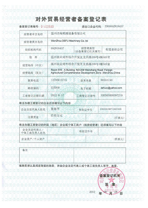 Сертификат лицензии на импорт и экспорт